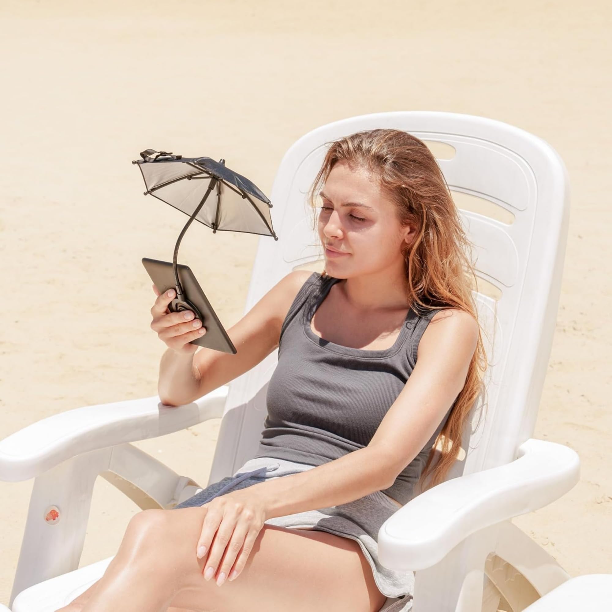 Kiorafoto Parapluie pour téléphone portable avec revêtement anti-UV noir, protection UV UPF 45+, pare-soleil pour téléphone portable pour iPhone17/16/15/14/13