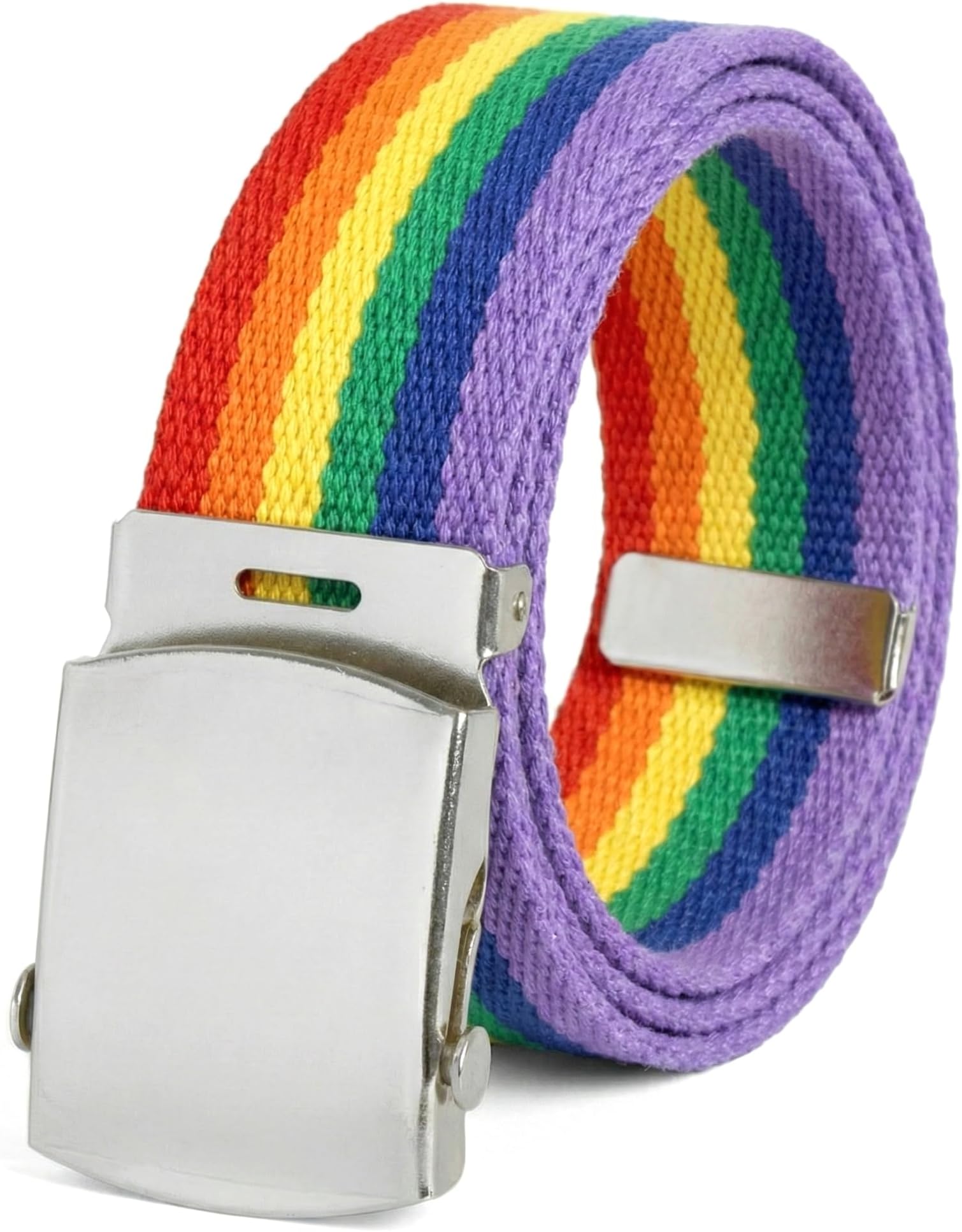 Canvas Web Belt with Chrome Buckle 54" Long Fully Adjustable Military Style