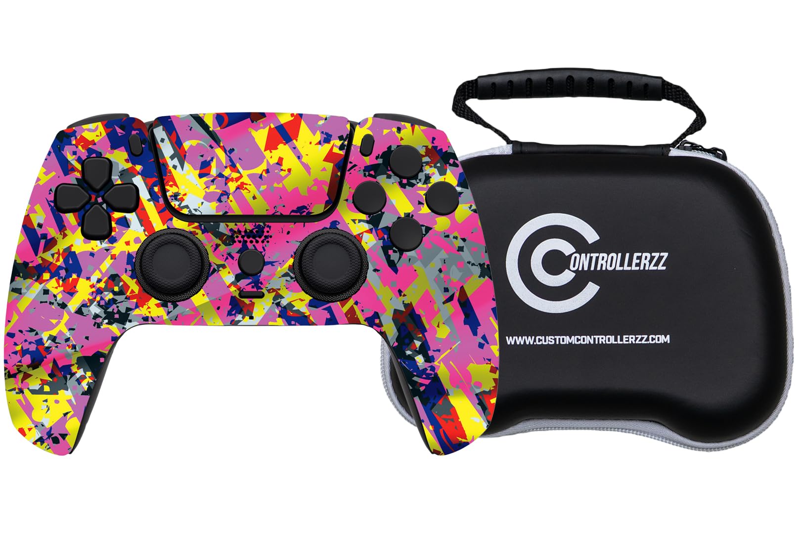 Custom Controllerzz Neon Drip Controller Case Bundle Includes Neon Drip Custom Wireless Controller for PS5 PC Universal Protective