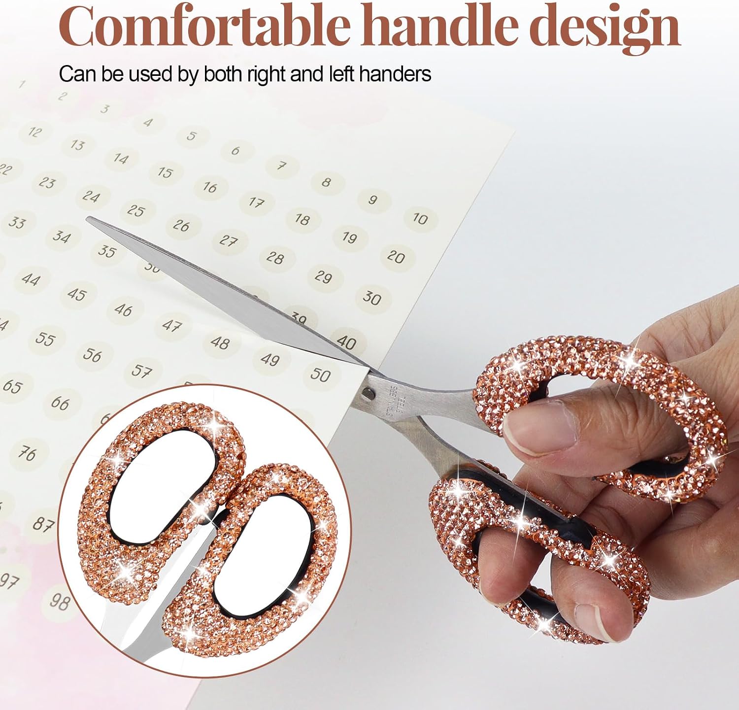 Koqye 6.3‑Inch Rhinestone Scissors, Bling Stainless‑Steel Scissors image 4