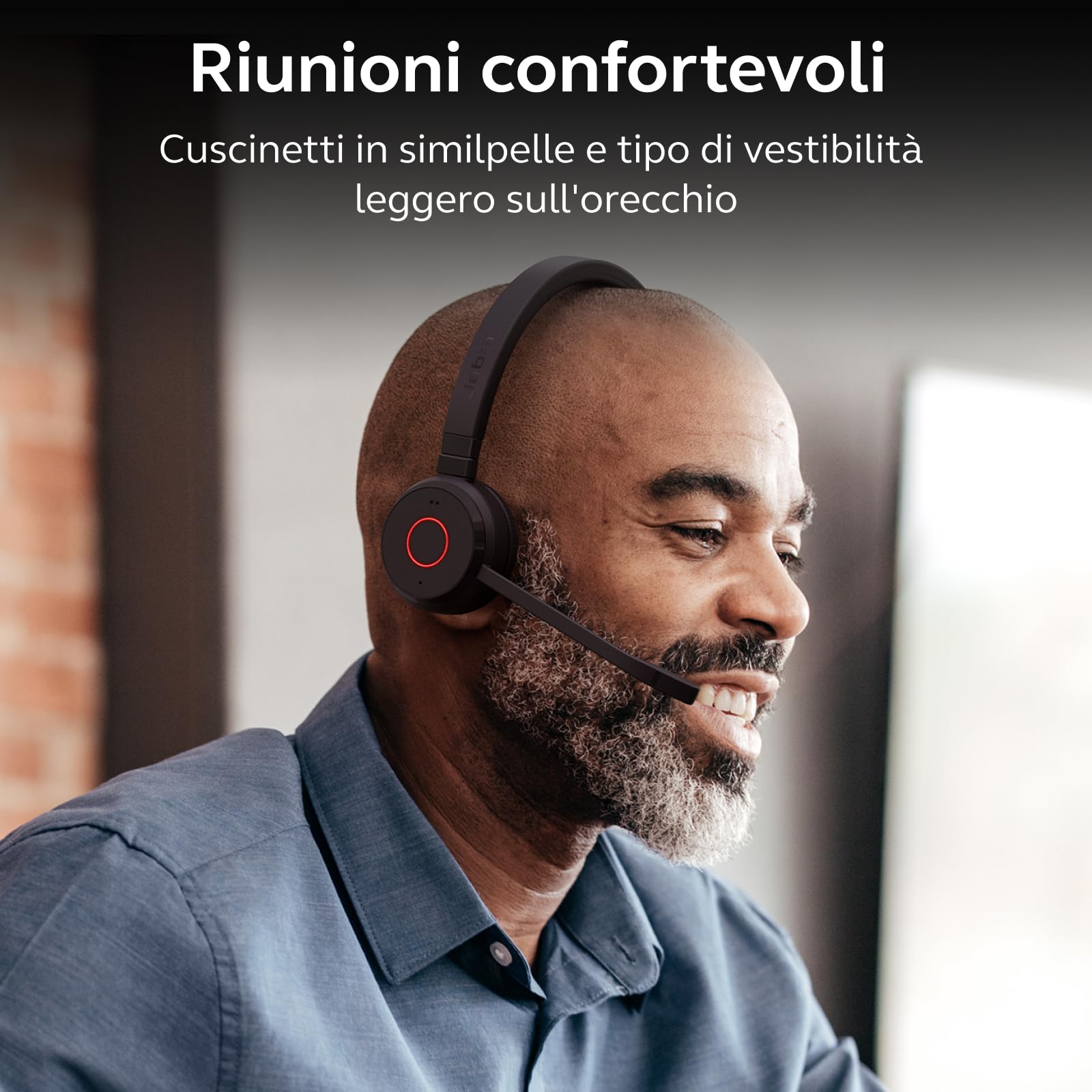 Jabra Evolve 65 TE cuffie stereo wireless certificate Microsoft Teams, portata 30 metri, batteria 12 ore, USB-A, doppia connettività - Nero