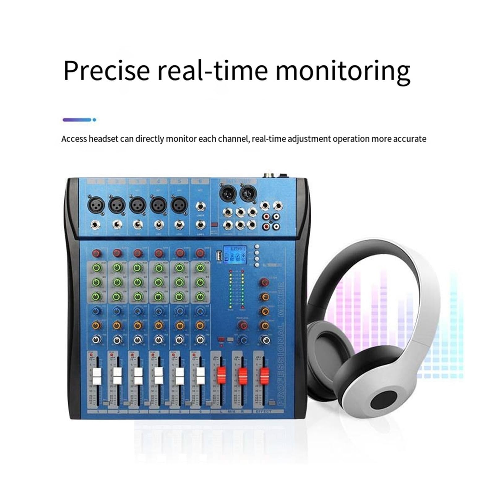 Mezclador de audio, Controlador DJ Mezclador Tarjeta de medición mezcla Consola digital profesional for PC Interfaz consola Equipo 6 canales Para karaoke en estudio