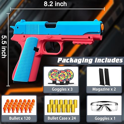 Miniatura 9 de Pistola de juguete con recarga automática de rebote de expulsión y blaster de espuma suave, ideal para juegos de disparos, juguetes de modelo