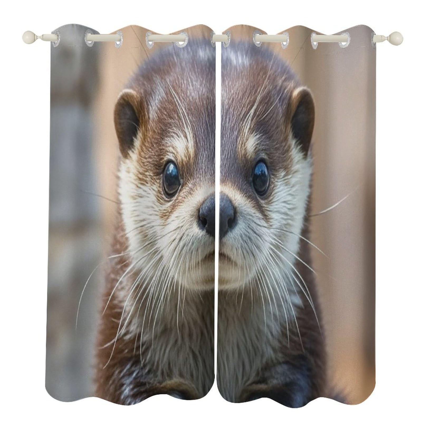 Rideaux occultants motif loutre mignonne isolation thermique 132x183 cm