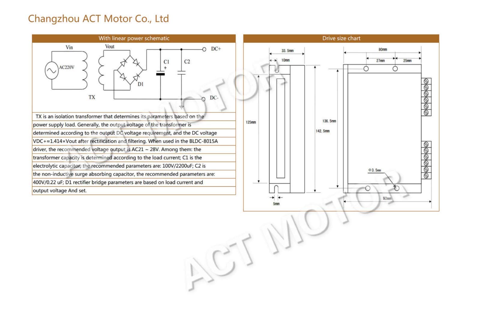 GmbH Nema23 1 motore BLDC 57BLF03 101 mm 24 VDC 3000 RPM 12 A 188 W Ø8 mm D -Shaft + 1 PC BLDC-8105A-5 Brushless DC-Driver CNC