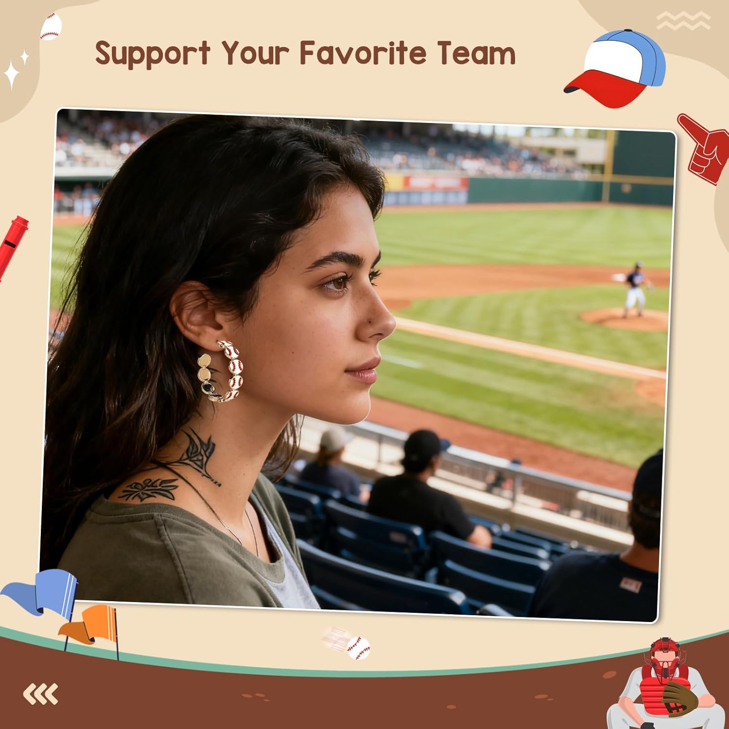 Baseball Earrings for Women Game Day Hoop Earrings for Game Day Baseball, Basketball, Football Fan Jewelry Outfit Accessories - Image 5