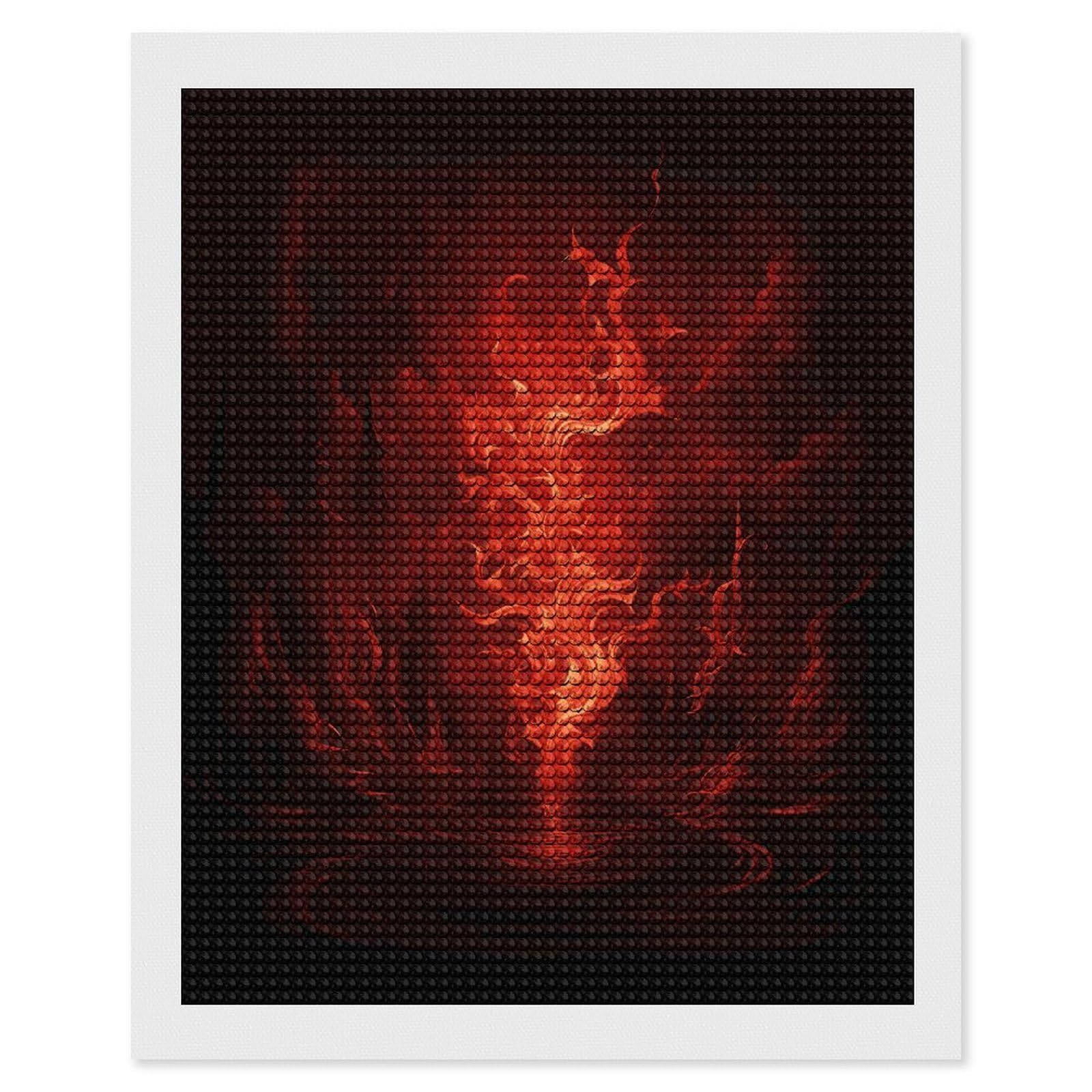 FekiLoot Red Flame Diamond Painting Kits for Beginners DIY Diamond Art Kits for Adults Full Drill Round Diamond Dot Gem Art Painting Fun DIY Crafts for Home Kitchen Wall Decor Gift 16"x20"