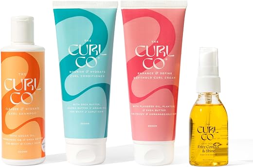 The Curl Co Complete Curl Care Combo | Shampoo + Conditioner + Soft Hold Curl Cream + Shine Serum |Control Frizz & Boost S...