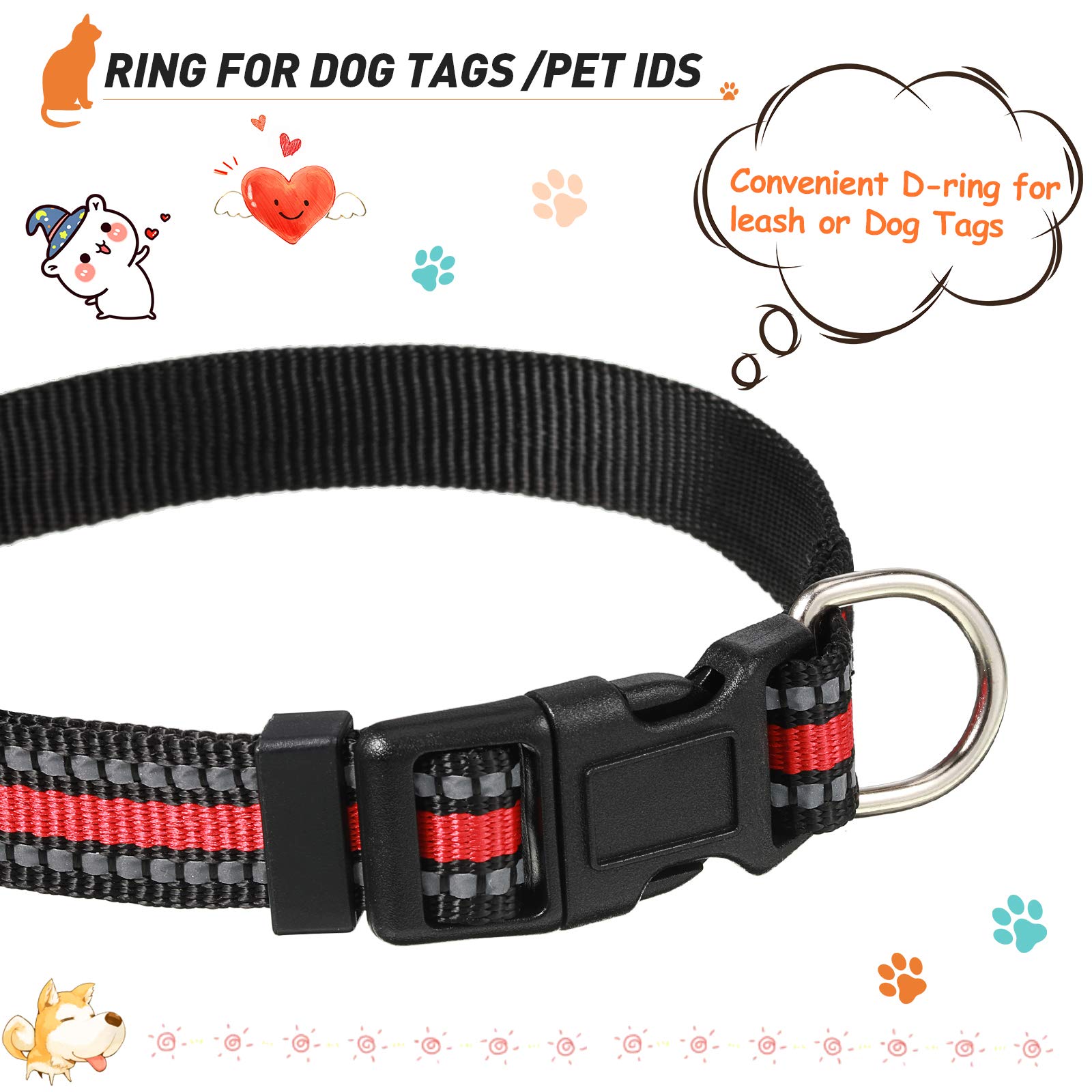 Weewooday Hundehalsband & Leine Set – 4 Farben, Verstellbar (42-60 Cm), Nylon, 8-teilig