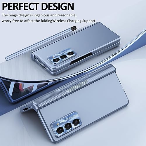 Miniatura 7 de Funda para Samsung Galaxy Z Fold 5 con soporte para S Pen y S Pen, protección creativa de dos bisagras y protector de pantalla frontal, funda de