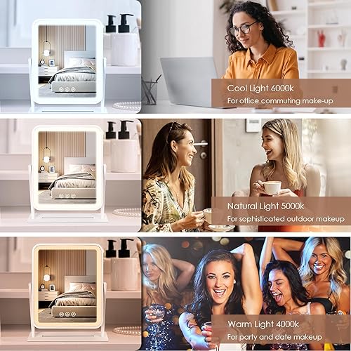 Miniatura 3 de Espejo de tocador con luces, espejo de maquillaje con luces para escritorio con luz LED, espejo de maquillaje integrado para dormitorio, dormitorio