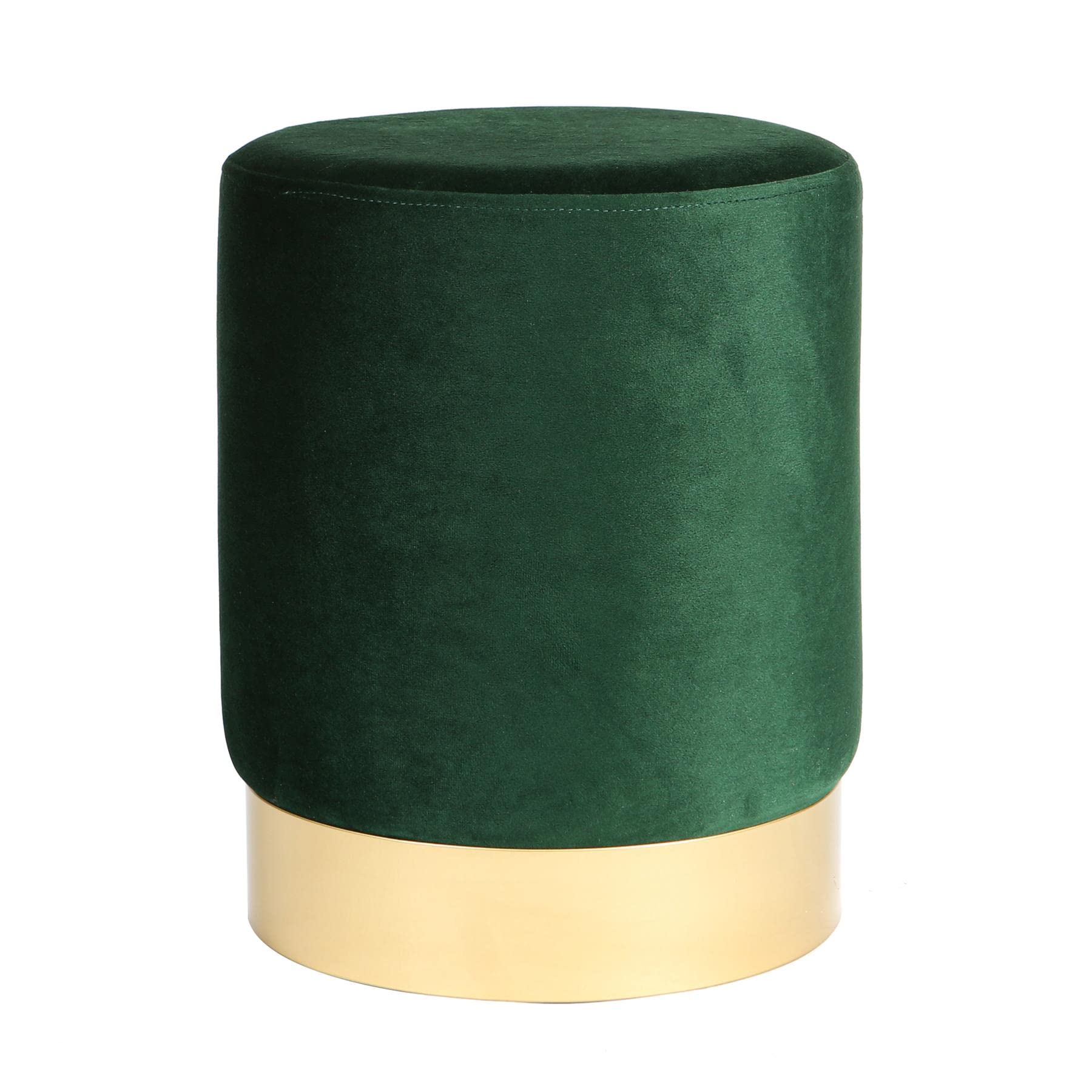 Harbour Housewares Round Velvet Pouffe - Luxe Living Room Bedroom Dressing Table Accent Footstool - 29 x 36cm - Green