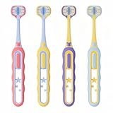 Soft Toddler Toothbrushes, Efficient 3 Sided Toothbrush, Baby Toothbrush 12 Months and up, Infant Toothbrush, Toddler Training Tooth brush for Ages 1-8 Years, Cleans All Sides-4 Pack (Patent)