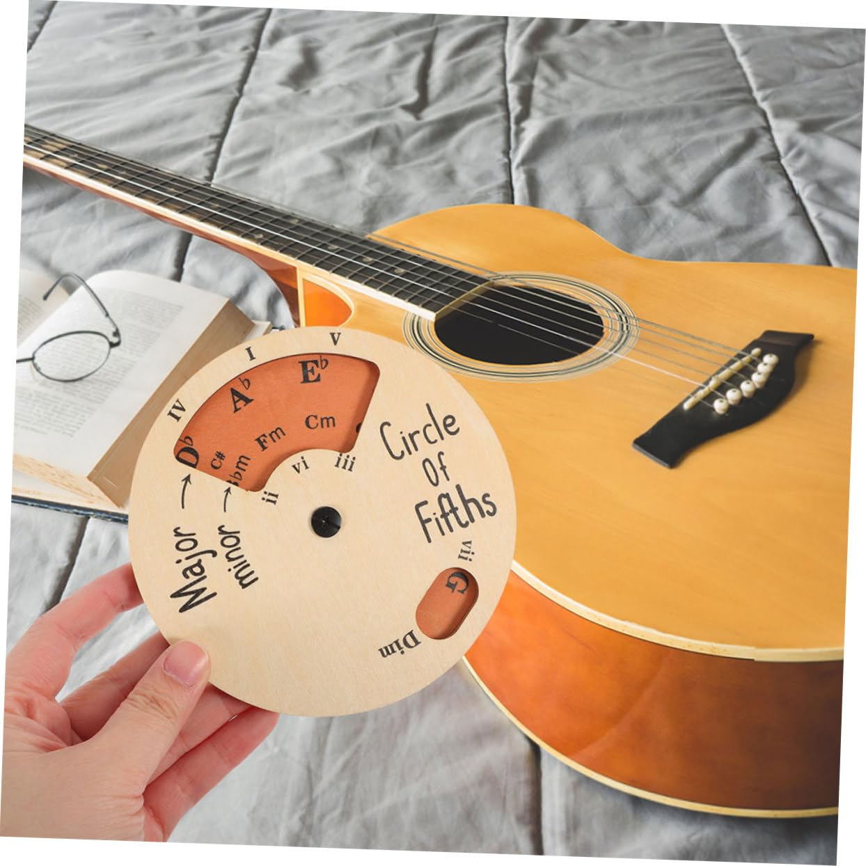 Roue Des Quintes Pour Guitare - Cercle Des Quintes Avec Support - Outil D'Apprentissage Théorie Musicale - Bleu
