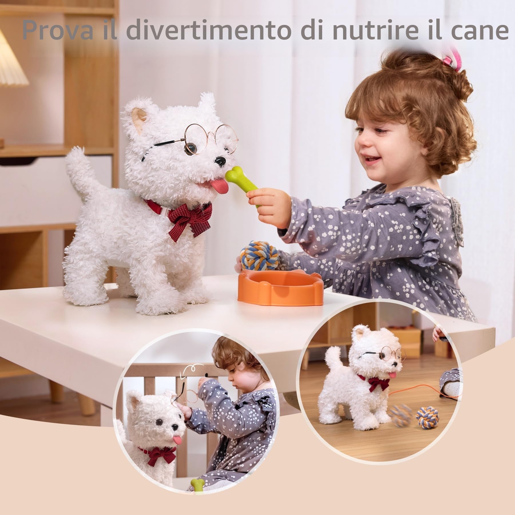 TUMAMA Cane Robot Interattivo Cammina e Abbaia con Guinzaglio Giocattolo Elettronico per Bambini 3-6 Anni 6 Musica