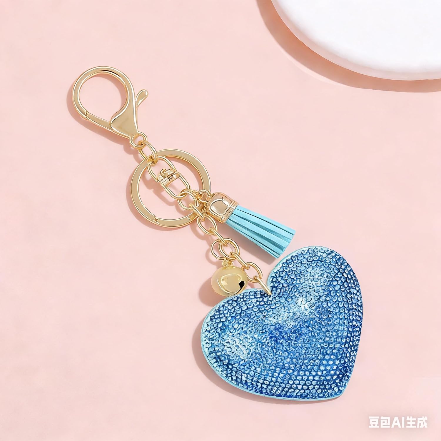 Rhinestone Heart Keychain for Women Bling Cute Sparkling Tassel Key Chain Leather Bag Charm Fashion Keychains Accessories image 5