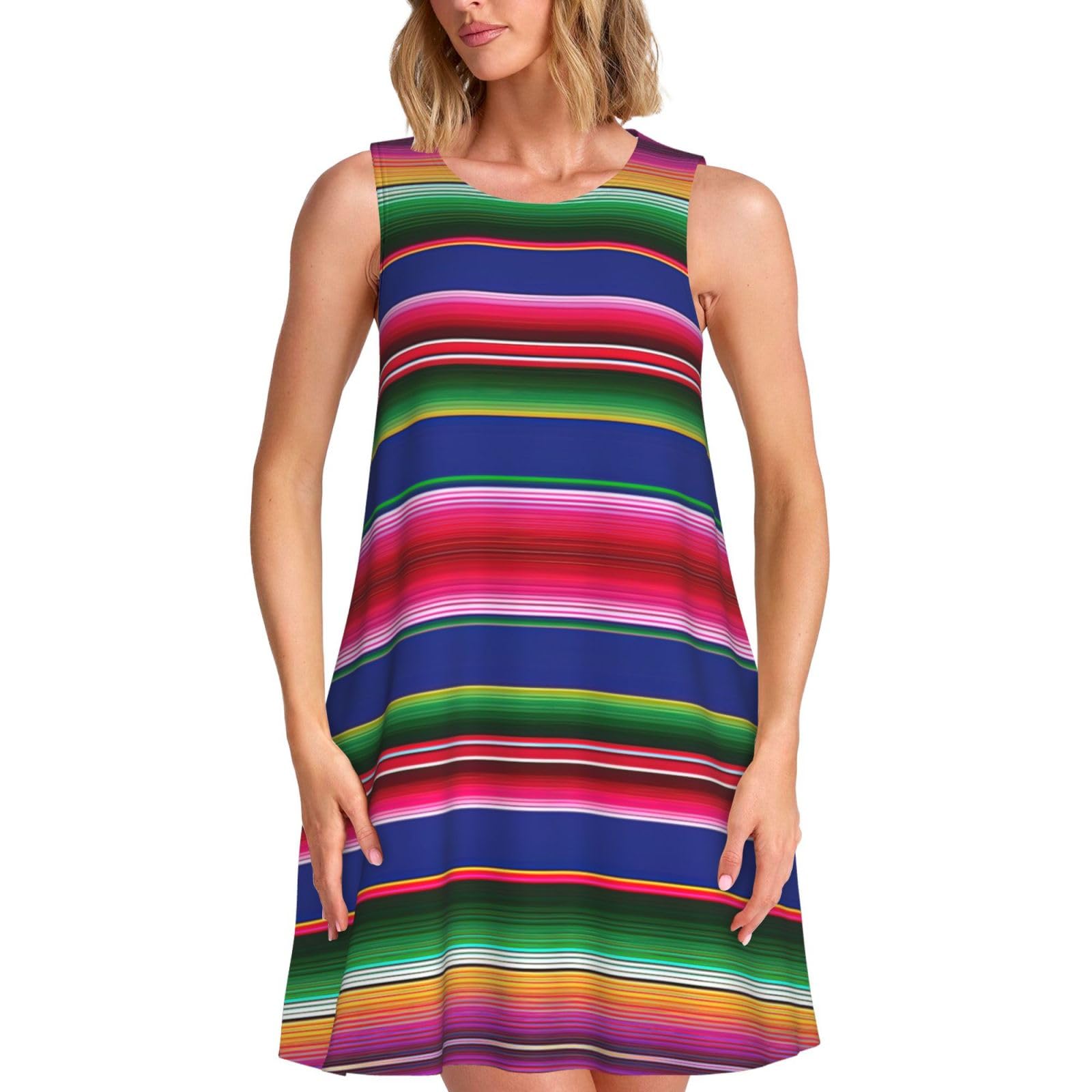 Robe d'été sans manches à rayures ample pour vos journées décontractées à la plage - 8