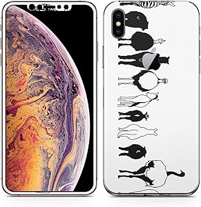 igsticker iPhone Xs Max Skin Sticker Full Body Coverage Vinyl Decal - Dustproof Anti-Scratch for Apple iphonexs max xsmaxfull-009664-ds Animal Safari White Black