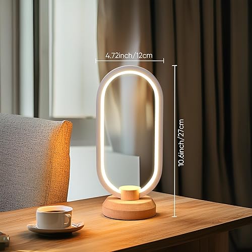 Miniatura 6 de Lámpara de escritorio moderna lámpara de mesa de madera LED, luz de noche de noche de noche, iluminación LED regulable, decoración creativa del