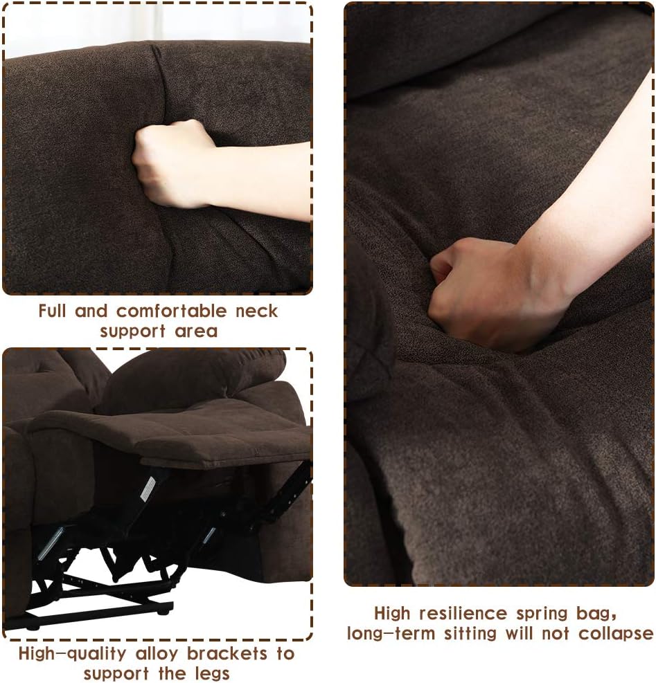 FDW Recliner Sofa Set Sectional Sofa for Living Room Home Theater Seating Reclining Couch Sofa Manual Recliner Motion for Home Furniture (Brown, Three Seat)