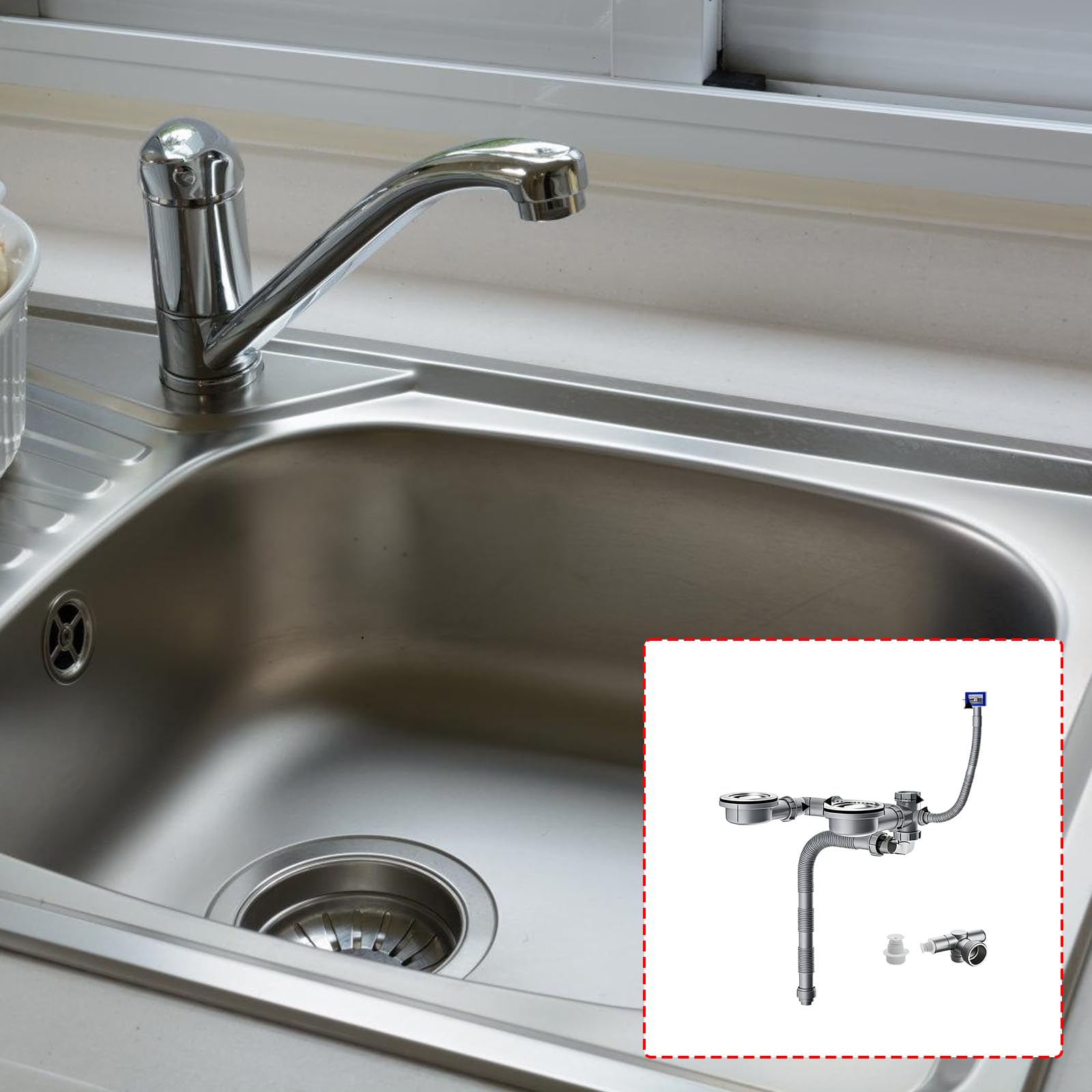 Set Tubi Scarico per lavello Singolo/Doppio, deodoranti salvaspazio, filtri per lavelli da Cucina, Tubi drenaggio per impianti Idraulici sotto lavello, raccordi universali per Tubi