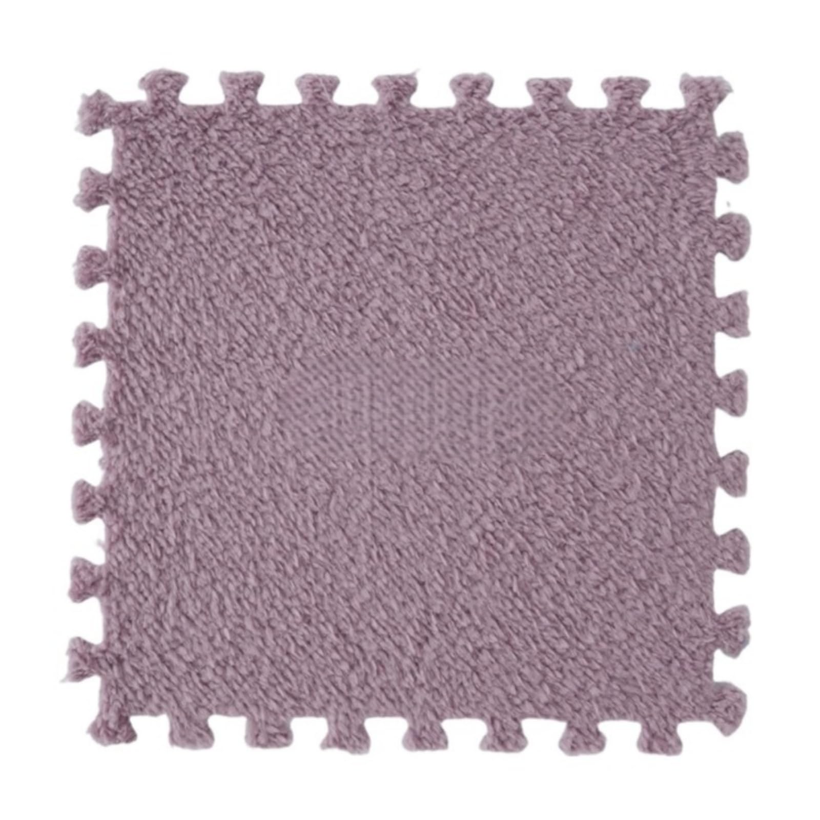 Hiseng 5/10 pcs Solid Colors Interlocking Foam Floor Tiles 30x30cm, Squares Puzzle Carpet Tiles Plush Floor Mats Soft Shaggy Foam Rug for Kids Bedroom Living Room Home Decoration (Purple,5pc)