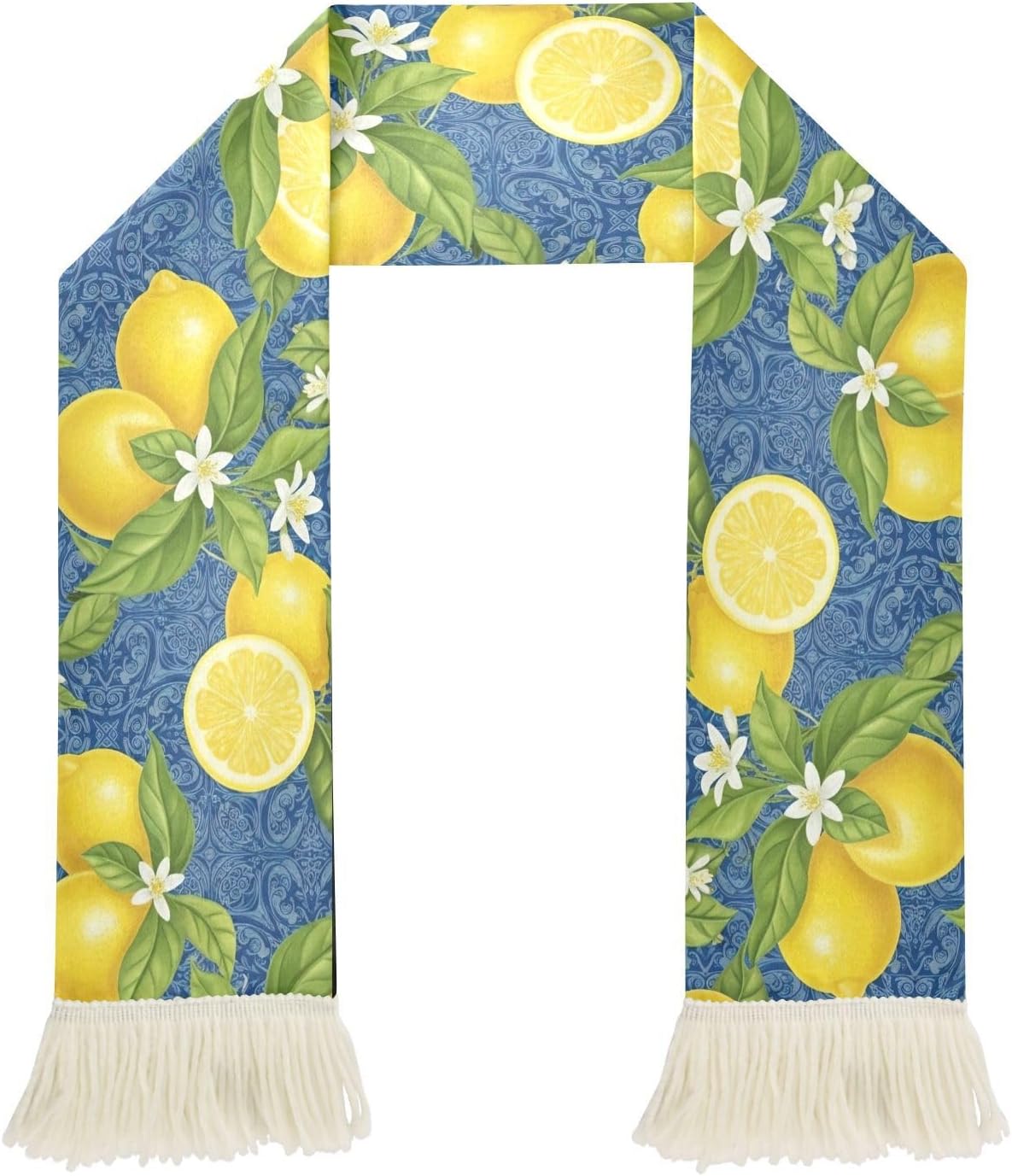 CHIFIGNO Yellow Lemon Blue Sports Fan Scarf for Games, Quick Dry Polyester Fabric for Wiping Sweat with Team Spirit Fringe