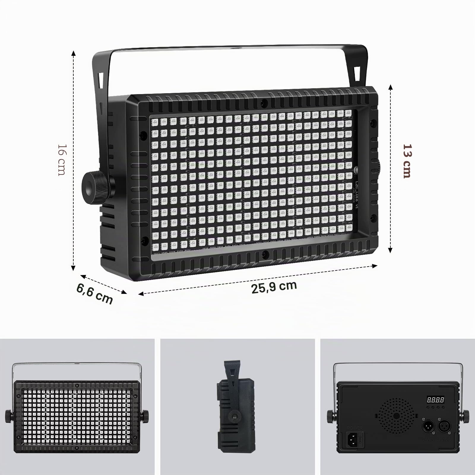 Projecteur Stroboscopique 288 LEDs RGB 3-en-1 pour Scène – Lumières DJ avec Contrôle à Distance & Activation Sonore – Idéal pour Événements, Concerts, Fêtes, Mariages, Églises, Clubs... (1 pièce)