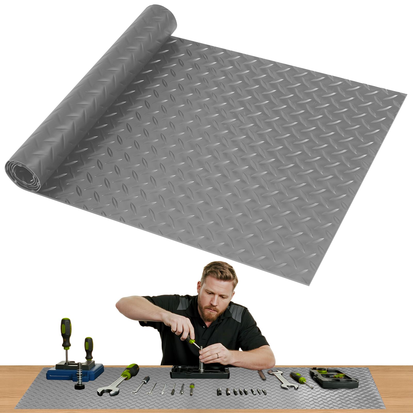 47" x 17" Workbench Mat, 2mm Thick Non-Slip PVC Workbench Mat