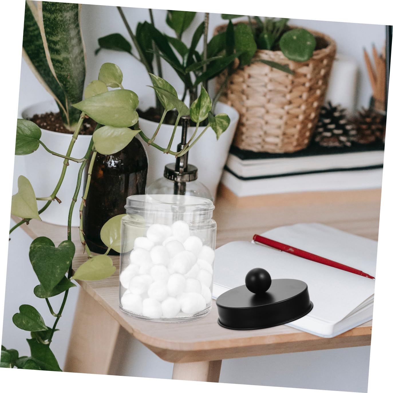 Ipetboom Wattestäbchenglas aus Transparentem Glas 3 Stück Pack mit Edelstahl Deckel Luftdichter Vorratsbehälter für Badezimmer und Make Up Organizer zur Staubfreien Aufbewahrung