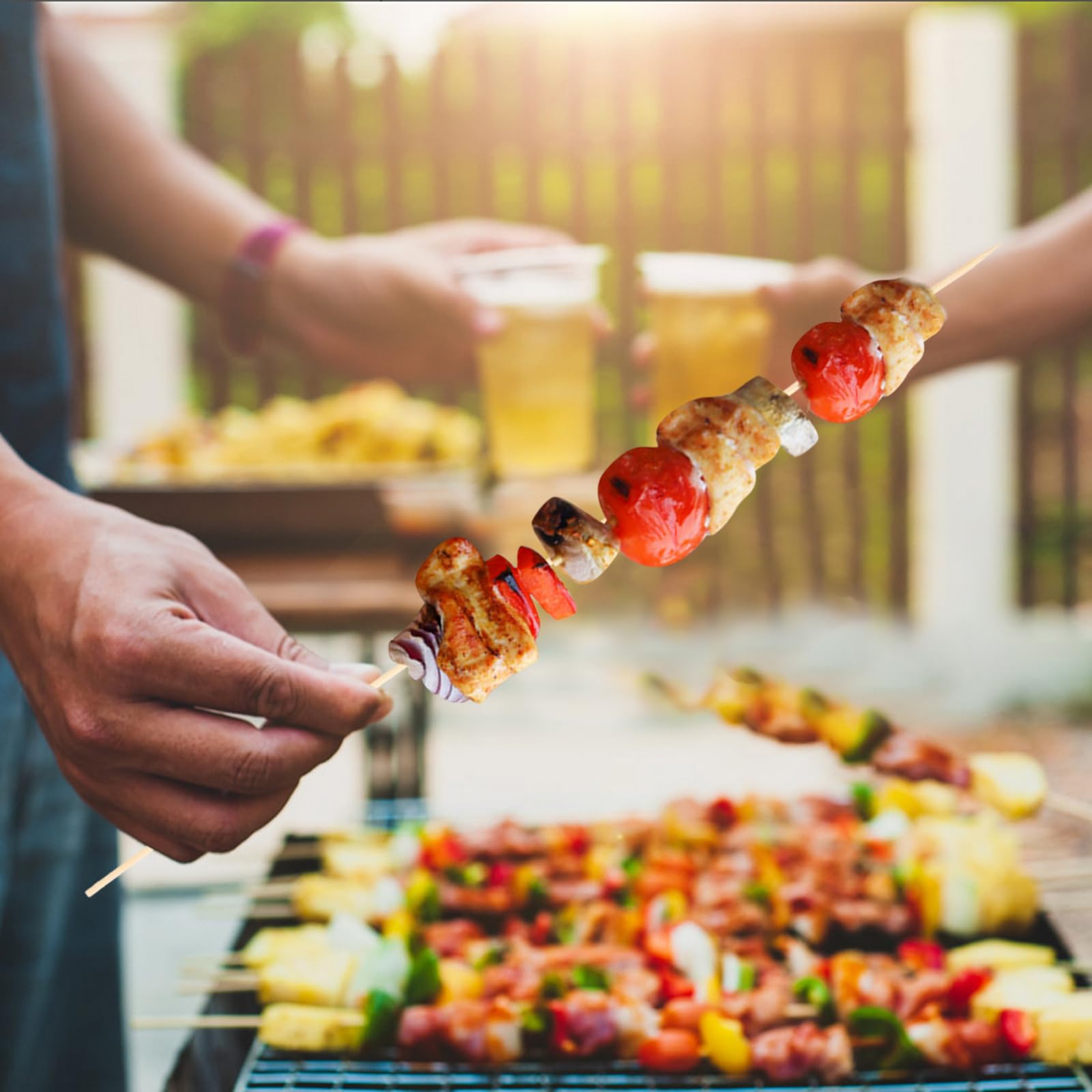 Spiedini in bambù naturale, 50,8 cm, bastoncini di bambù per arrostire marshmallow, spiedini per spiedini per barbecue, kabob, barbecue, marshmallow, paletti per piante