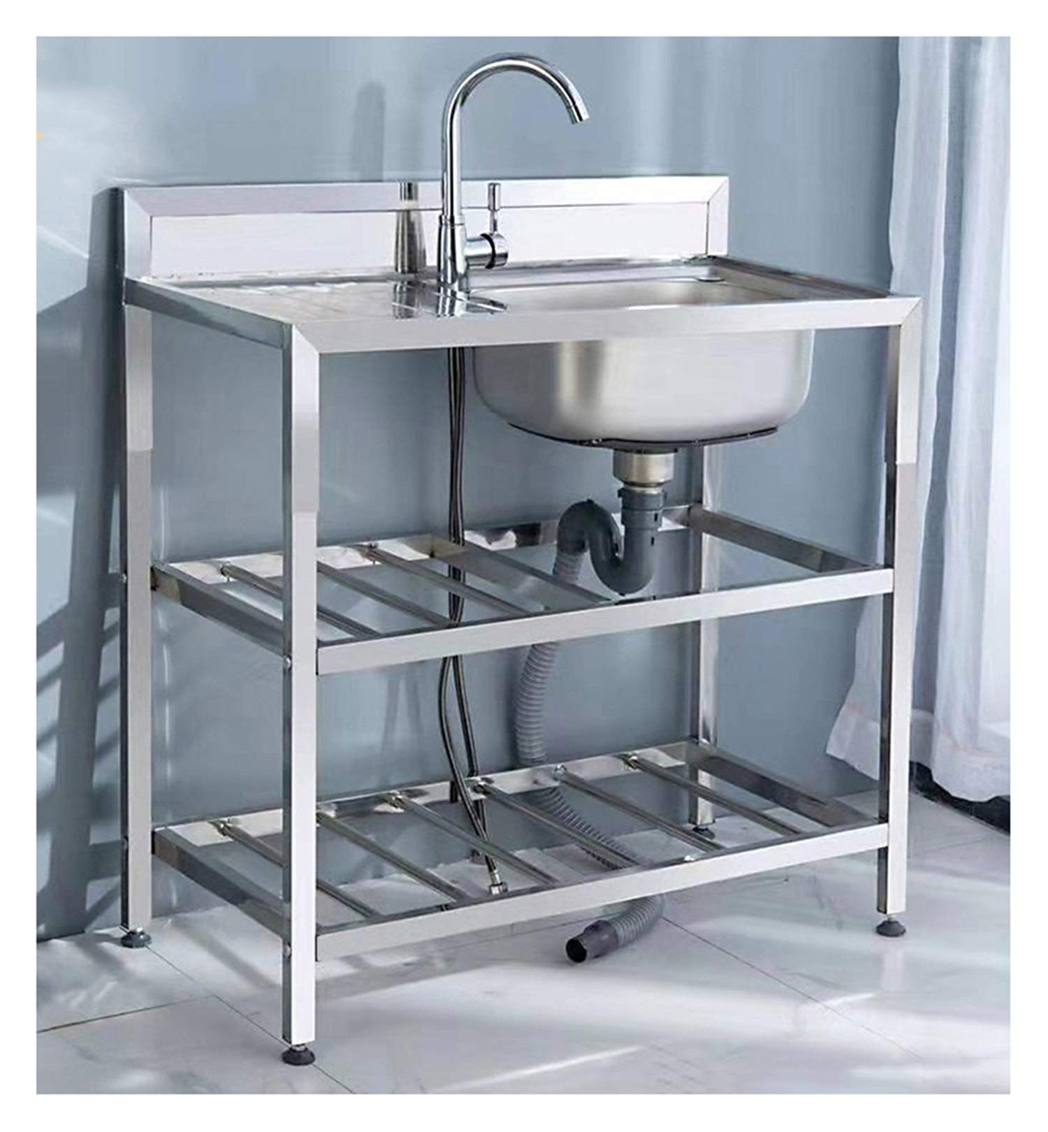Commercial Stainless Steel Sink Modern Practical Table Structure Easy to Assemble Table Structure Easy to Assemble (with Full Set of Accessories)