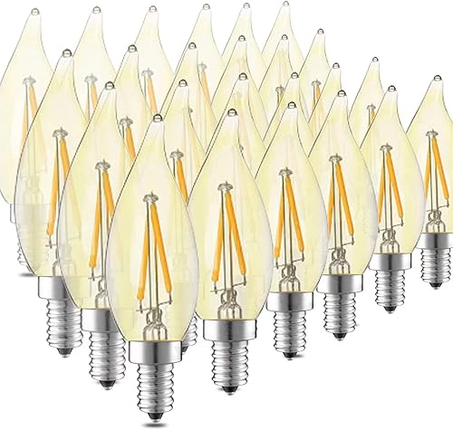 HMYYJT Bombilla LED de candelabro, bombillas de araña regulables de 2 W, bombilla decorativa con punta de llama E12 para lámpara colgante de pared,