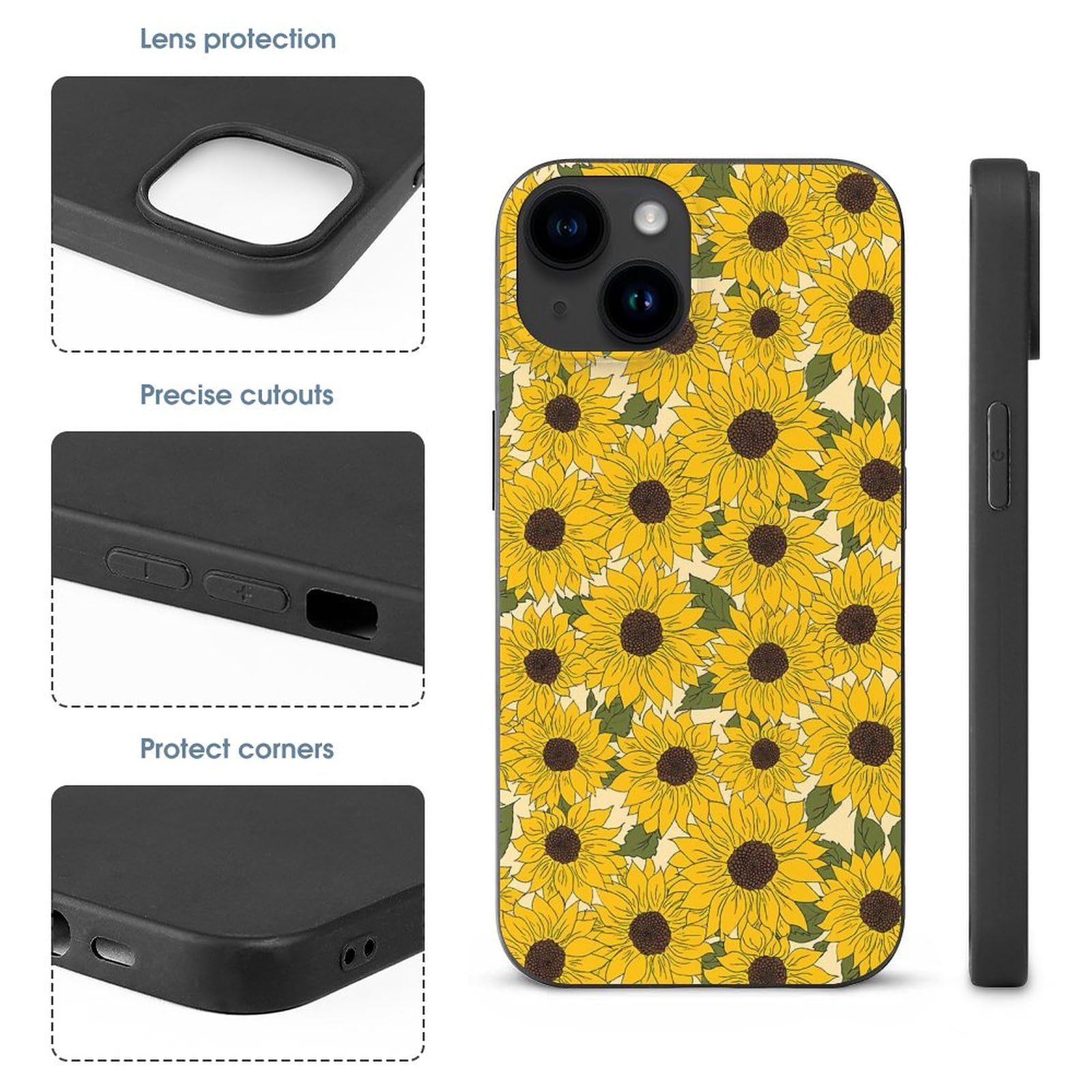 Amazon.co.jp: iPhone 15 ケース iPhone 15 カバー 花柄 ひまわり 