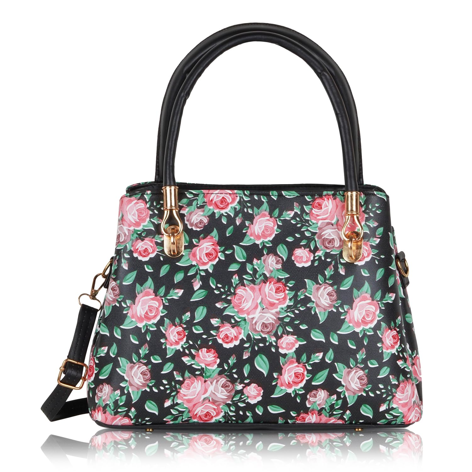 Satchel Handbags for Women Big Size Floral Printed Ladies Purse Handbag with Long Sling Strap Zip Multiple Compartments Inner Pockets Shoulder Hobo Hand Bags College Girls Office Daily Use (Black) (B0DF6Q73DS) Amazon Price History, Amazon Price Tracker
