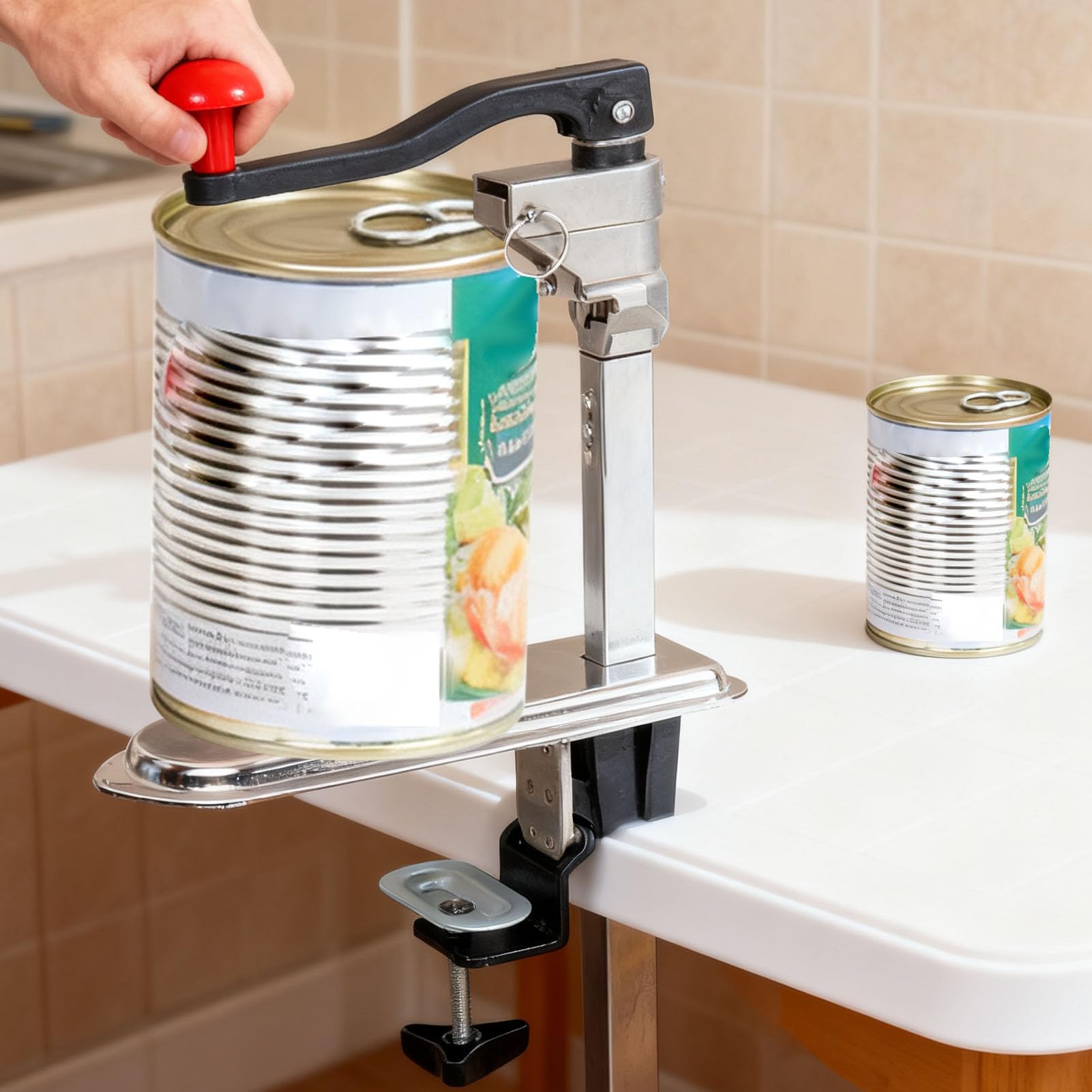 Topiky Industrieller, Robuster Dosenöffner mit Nylongriff und Stabiler Klemme für Große Dosen Bis zu 33 Cm Höhe