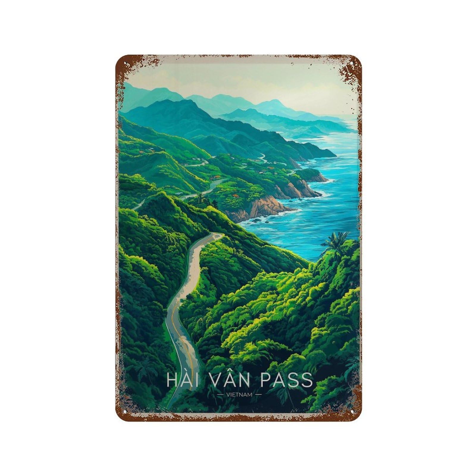 xiaoxiaoshen Hai Van Pass Travel Vietnam Wall Decor Art Metal Tin Poster Modern Home Decor Art Home Bar Shop Decorations Vintage Sign 30x20cm