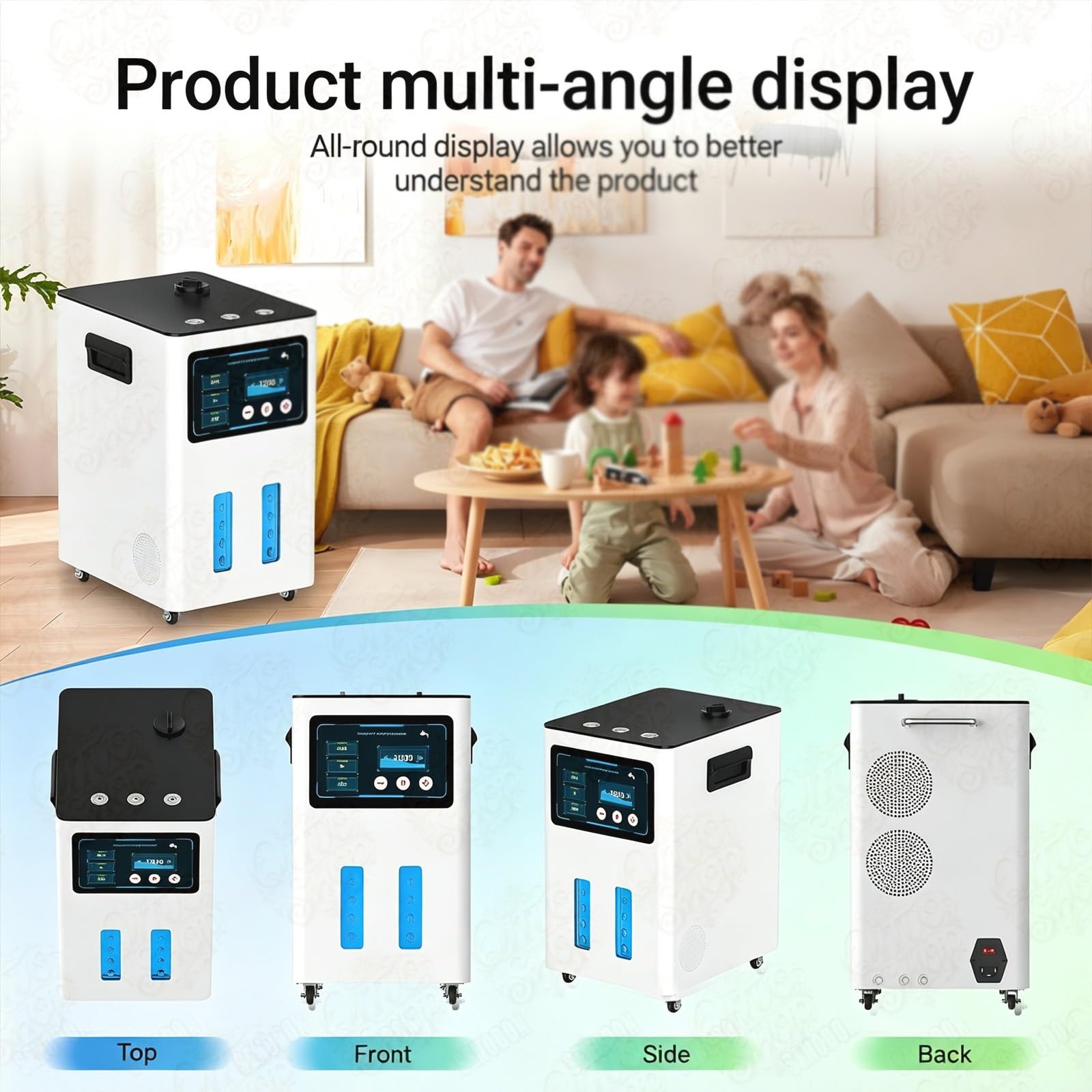 99,99% Hochreiner H2 Generator, Smart Touchscreen Wasserstoff-Inhalationsgerät, 3L Großer Tank mit Automatischer Befüllung, Leiser Mute-Inhalator zur Erholungsunterstützung(1500ml/min)