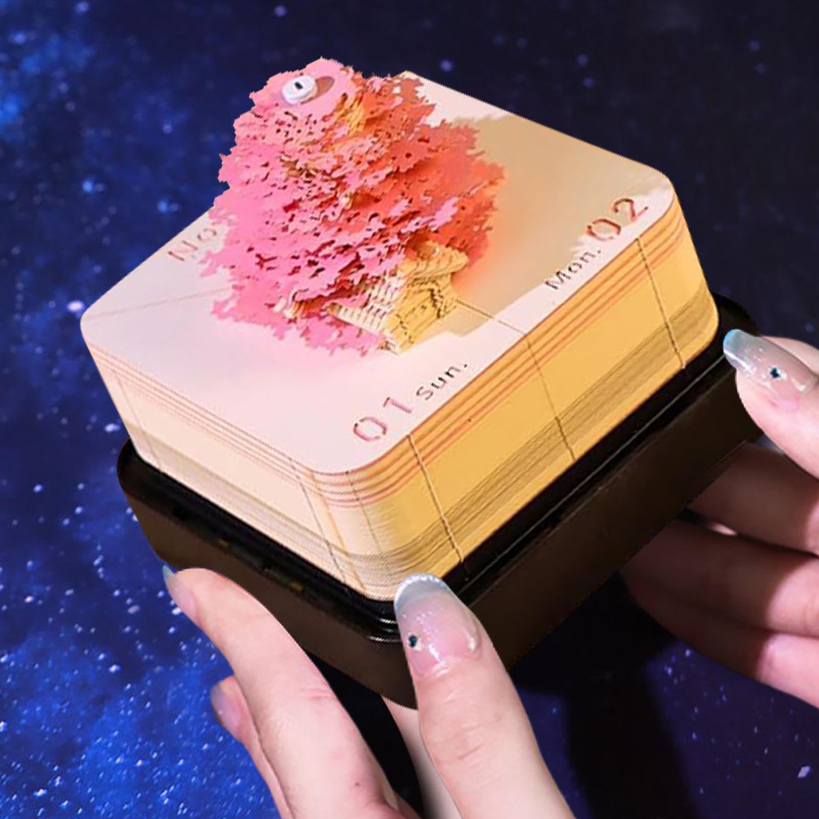 3D-Kalender - & Hausdesign Kunststatue-Deko | mit Klarsicht-Staubschutzhaube, Abreiß-Papierskulptur-Haftnotizen Für Zeitplanung Lesezeichen Klassenzimmer Tägliche