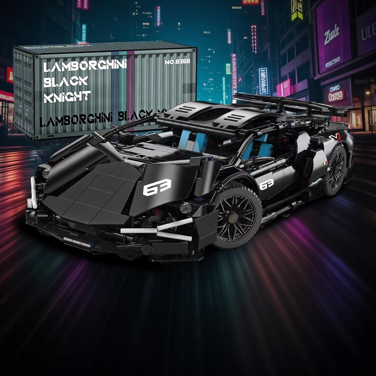 Minxtech Supersportwagen Bausteine Sets, 1314 Teile Technik Sportwagen Modell Bauset Auto Modellbausatz, 1:14 Rennwagen Modell Bausteine Bausatz, Kompatibel mit Mainstream Marken - Schwarz