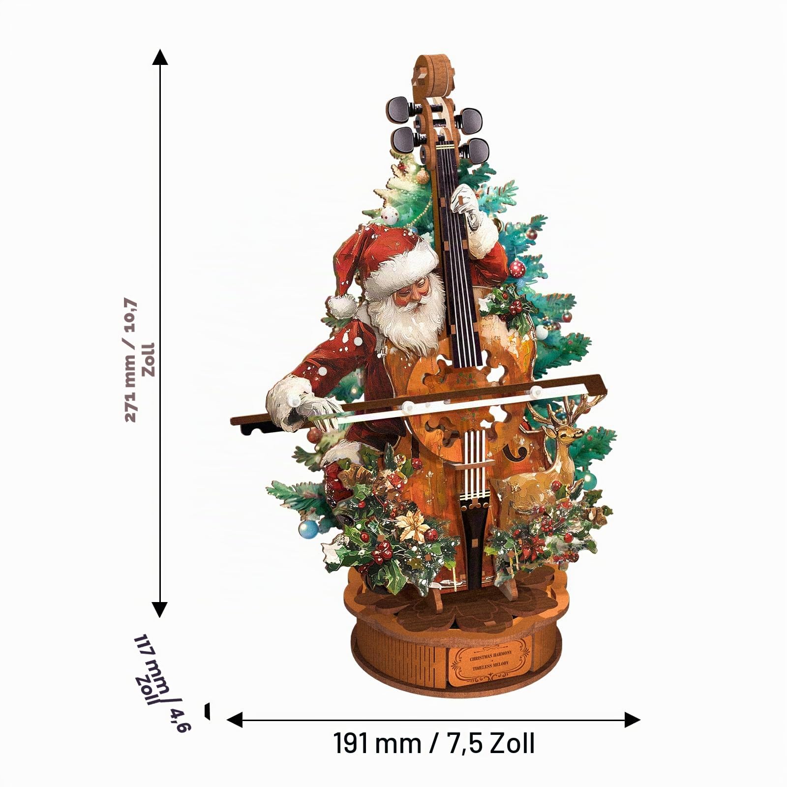 3D Holzpuzzle Erwachsene, Weihnachtskonzert Cello Holz Spieluhr Modellbausätze, Basteln/Schreibtisch Wohn Dekoration/Hobbys für Frauen und Männer, Geschenk zum Geburtstag und zu Weihnachten
