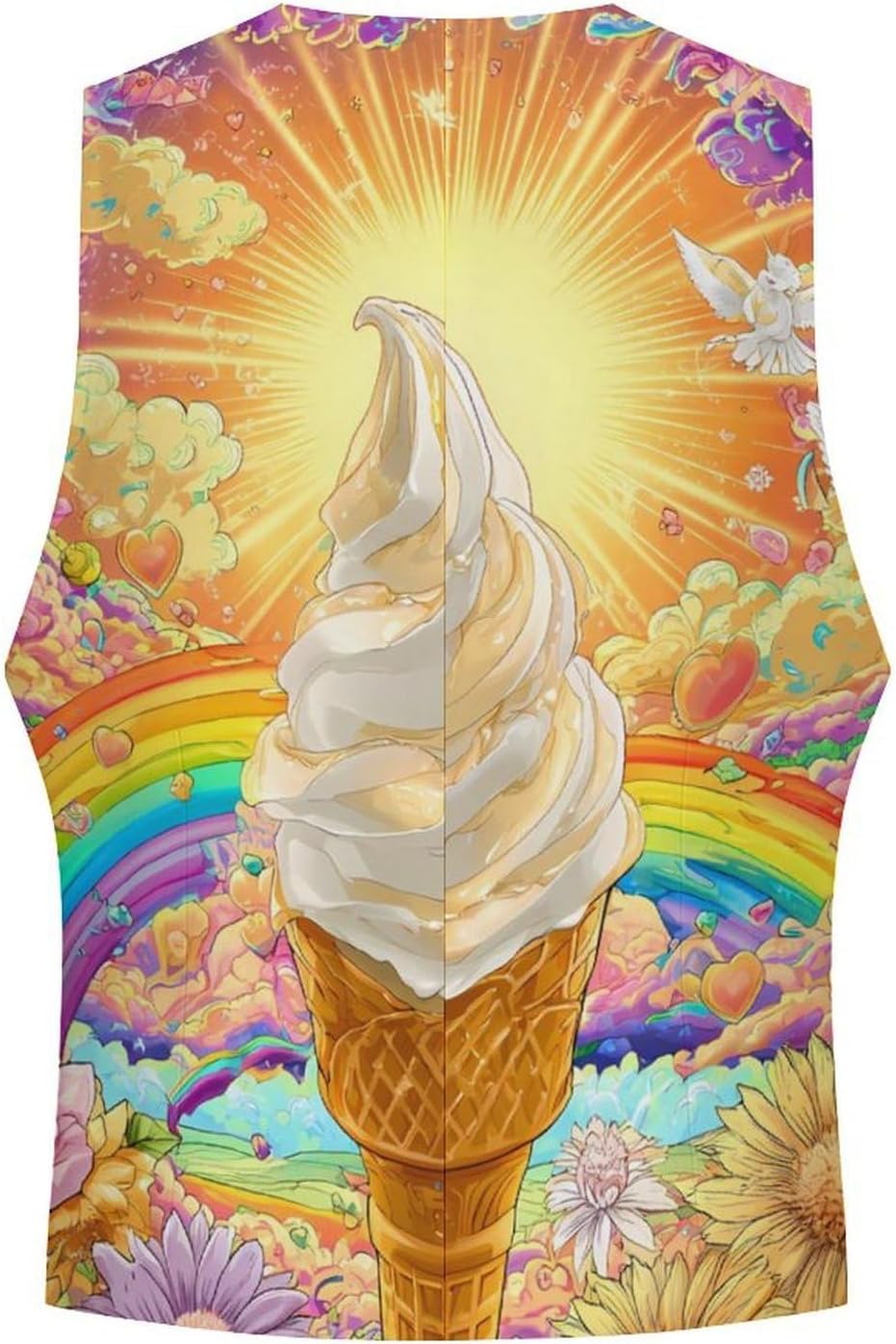 Graffiti Ice Cream Cone Pop Casual Suit Vest for Men Tuxedo Waistcoat Formal Business Dress