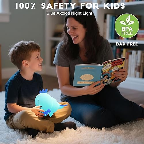 Miniatura 4 de DREAMING MY DREAM Axolotl Night Light for Kids,Cute Axolotl Gifts lamp Rechargeable Light Table Bedside Lamp,LED Animal Silicone Nursery Night Lamp