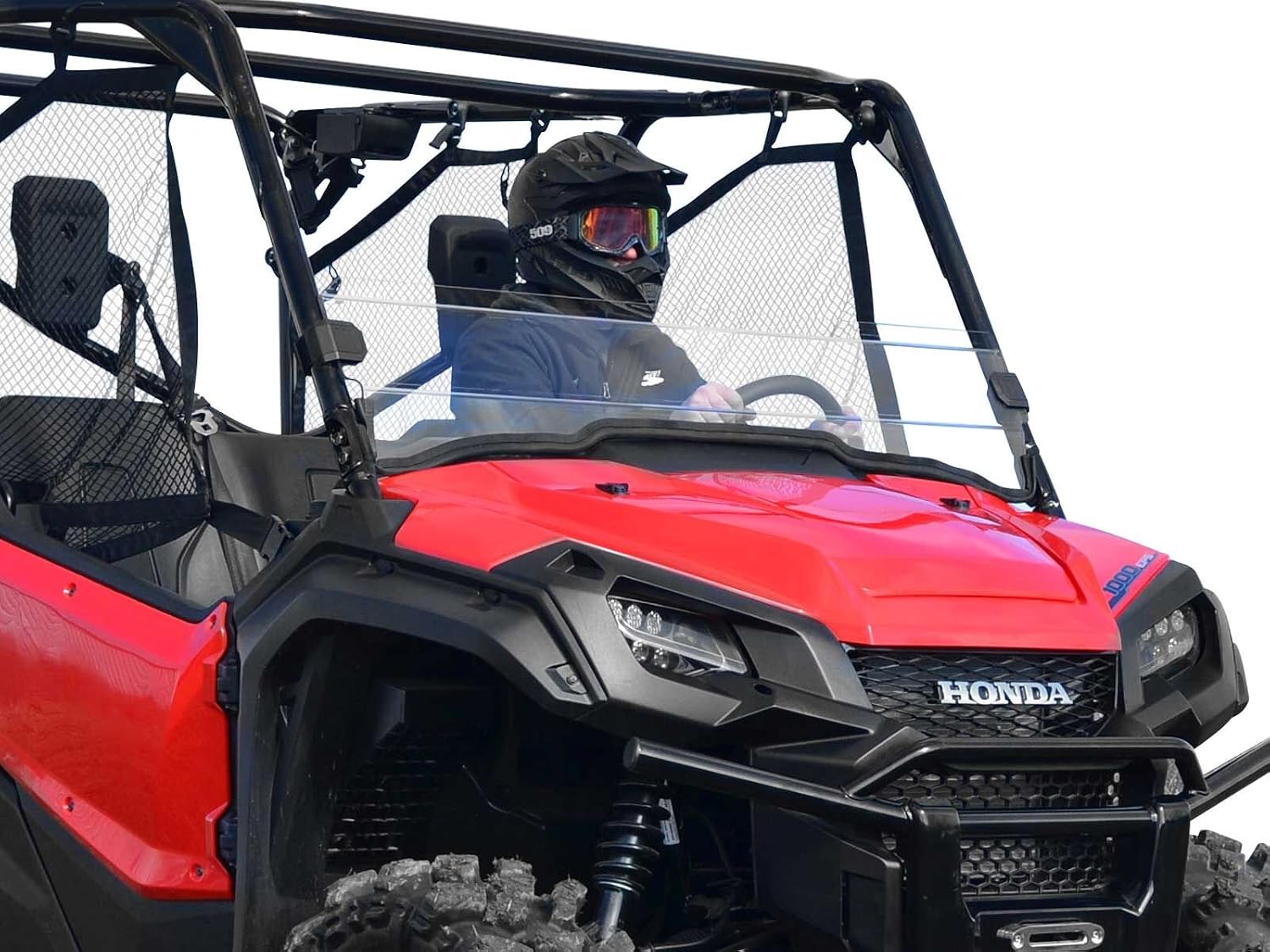 SuperATV Half Windshield for 2016+ Honda Pioneer 1000/1000-5 | Standard 1/4" Thick Dark Tinted Polycarbonate- 250x Stronger Than Glass | Windshield Height: 9-7/8" | Protects from Debris | USA Made