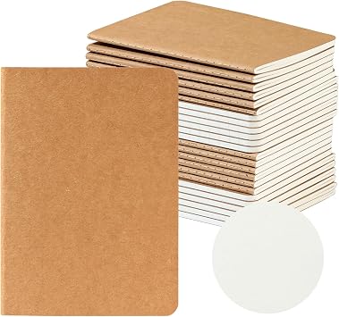 HOMEMARS 24 Pack A6 Notebooks, 100GSM, Plain Notebook, Notepad, Pocket Notebook, Notepads, A6 Sketchbook,10x14cm, 60 Pages, for Students, Writing, Classroom, Travel, Business,Thick Paper