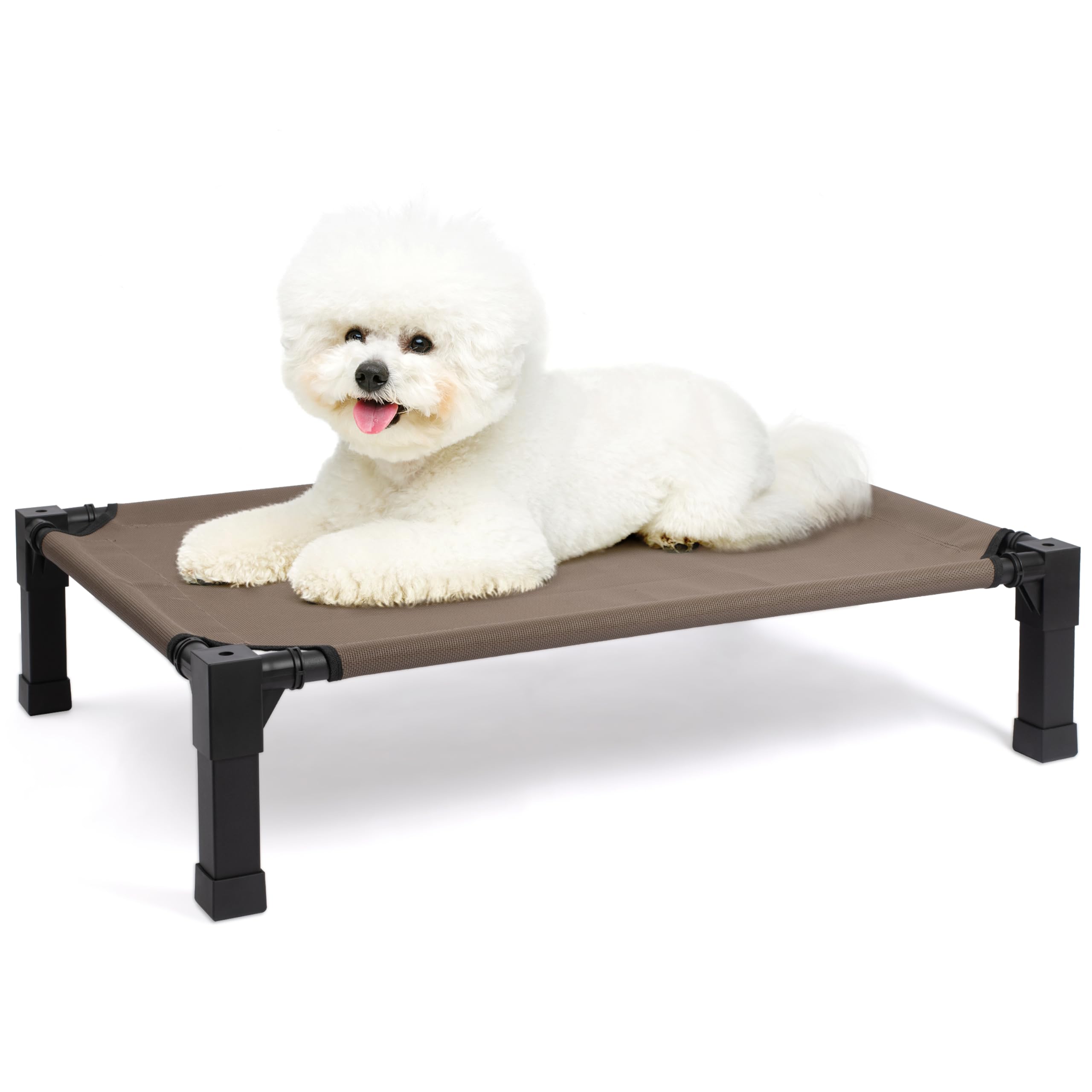 Heeyoo Elevated Dog Bed, Cooling Raised Pet Cot with Chew Proof Washable Breathable Mesh and Metal Frame, Portable Dog Cot Bed with No-Slip Feet for Outdoor or Indoor Use