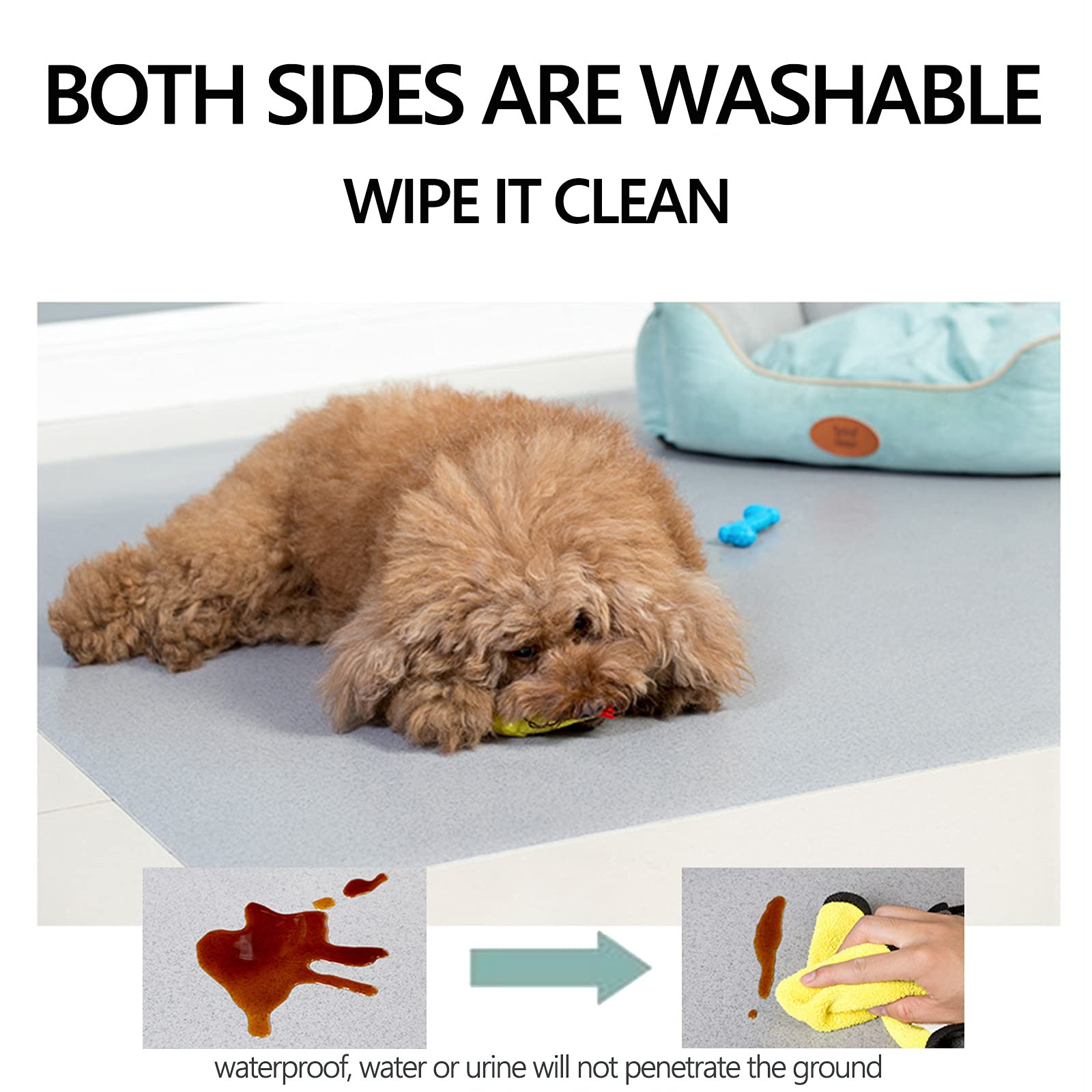 Tappetino per Gabbia per Cani, Impermeabile, per Pavimenti, per Dormire, Anti-Masticazione, Lavabile, Protezione per Tappetino per Pavimento, Tappetino Antiscivolo, Tappe,100X100cm