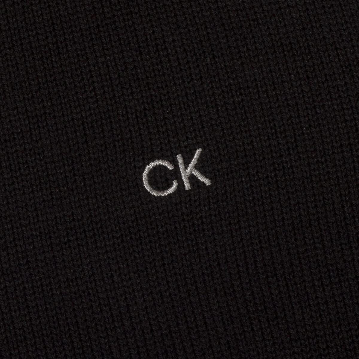 Calvin Klein Uomo Knit Cotton 1/2 Zip Golf CK Top Maglione - Nero/Rosso - L