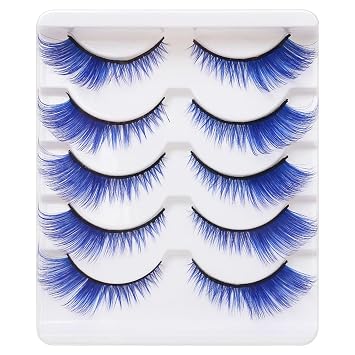 False Lashes Natural Lashes 5 Pairs Cat Eye Fluffy False Eyelashes for Halloween, Cosplay, Party, Stage Makeup