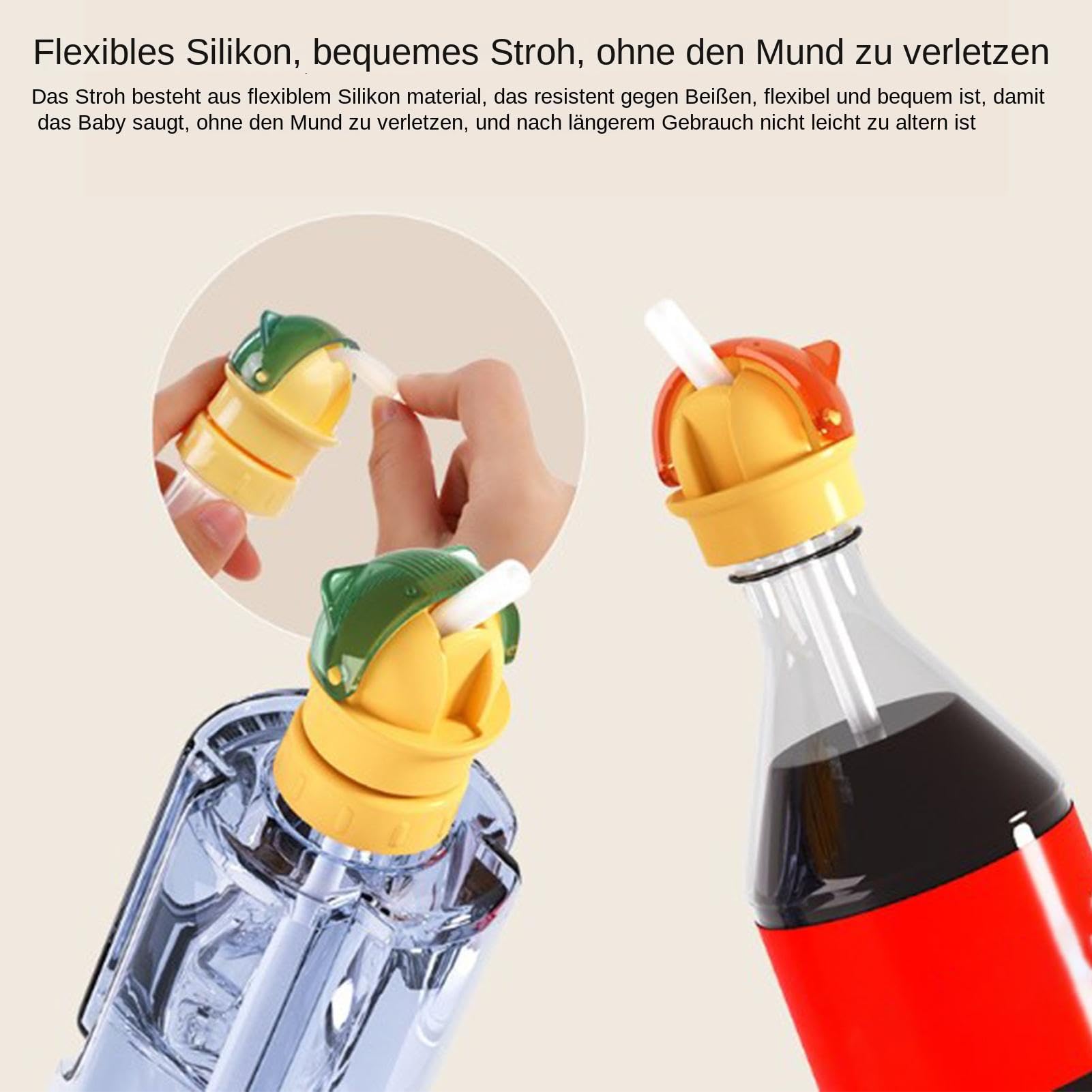 Trinkflaschendeckel Für Kinder - Trinkflaschen-Deckel Mit Strohhalm Kinder | Silikon-Wasserflaschenadapter | Schnabeltassen-Deckel Für Die Meisten Standardflaschen | Flaschenaufsätze Für Kinder